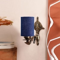 Devansh Metal Electric Wall Light in Antique Gold Colour with Blue Shade Count of 1 Light