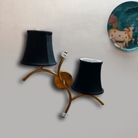 Devansh Metal Electric Wall Light in Gold Colour with Black Shade Count of 2 Lights