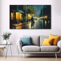 The Castle Decor Beautiful Night Abstract Wall Art Framed Painting 27x48 Inch