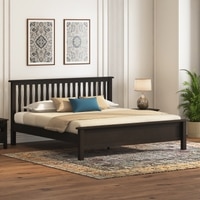 Raynor Solid Wood King Size Bed Without Storage (American Walnut Finish)