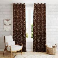 Golden Velvet Abstract Pack of 2 Pieces Blackout Window Curtain