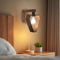 Hexad Brown Solid Wood Wall Lights