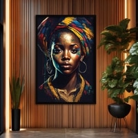 The Castle Decor Abstract African Woman Wall Art Framed Painting 20x30 Inch