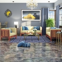 Prashiv 3+1+1 Seater Wooden Sofa (Creame Colour, Teak Finish)