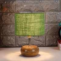 Freya Green jute & solid wood table lamp