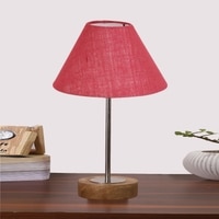 Devansh Pink Jute Table Lamp With  Natural  Wood Base  & Steel Pipe (10X16.25 Inches)-35