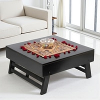 Bradford Sheesham Wood Contemporary Square Foldable Coffee Table In Extra Dark Mahagony Finish