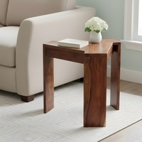 Ikiriya Sheesham Wood Contemporary Side Table in Natural Teak Finish