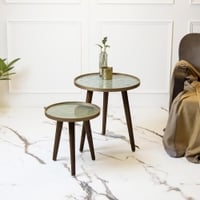 Soundarya Round Nesting Tables with Wooden Legs, Side Tables, Wooden Tables, Living Room Decor by A Tiny Mistake