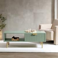 Velin Ridged Coffee Table with Drawer Sage Green