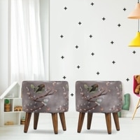 James Solid Wood  Ottomon in  Grey Colour