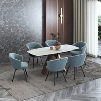 Aeris Ceramic 4 To 6 Seater Extendable Dining Table With Calix Dining Chair