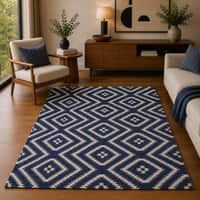 Imperial Knots Ivory Blue Kilim Hand Woven Dhurrie 4x6 Feet
