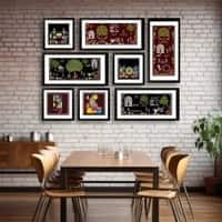 The Castle Decor Traditional Warli Art Wall Painting Set of 8 Design 2