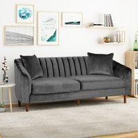 Mid Century Fabric Sofa (Dark Grey Velvet)