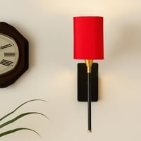 Devansh Metal Electric Wall Light in Black Colour with Red Shade Count of 1 Light