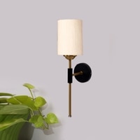 Devansh Metal Electric Wall Light in Black Colour with off-white Shade Count of 1 Light