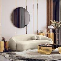 Mia 3 Seater Fabric Sofa In Angora White