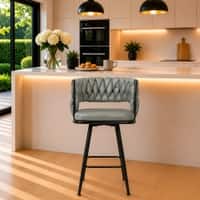 Doe Buck Presley Braided Faux Leather Bar Stool in Sage Colour