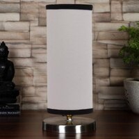white & black cotton table lamp with Steel Base -7