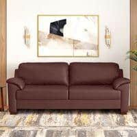 Farina 3 Seater Half Leather Sofa In Bordeaux Italian Leather