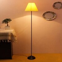 Marieke Yellow Fabric Floor Lamp with Black Iron Base