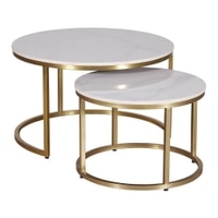 Selma Round Metal Coffee Table In Gold Finish