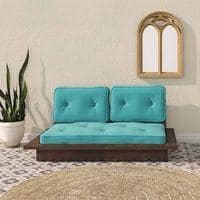 Ankara 2 Seater Wooden Sofa (Teal Blue)