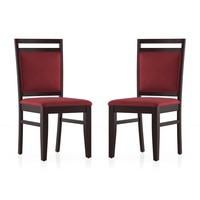 Alaine Solid Wood Dining Chair in Mahogany Finish & Mahogany Colour - Set of 2