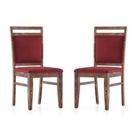 Alaine Dining Chair In Rococco Red Colour With Teak Finish