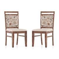 Alaine Dining Chair In Teak Finish With Calico Floral Colour