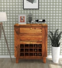 Winfrey Sheesham Wood Bar Cabinet In Rustic Teak Finish