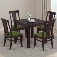 Arabia-Fabio 4 Seater Dining Table With Set Of 4 Chairs Colour-Matty Olive Finish-Mahogany