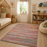 Imperial Knots Multicolor Jute Cotton Hand Woven Dhurrie 3x5 Feet