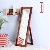 tolstoy solid wood standing mirror in honey oak colour