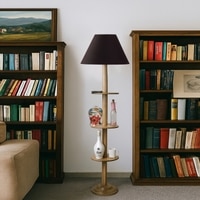 Devansh Shelf Wooden Floor Lamp