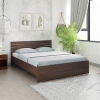 Asher Engineered Wood Queen Size Non Storage Bed In Choco Walnut Finish