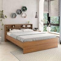Knox Engineered Wood Queen Size Non Storage Bed In Exotic Teak Finish