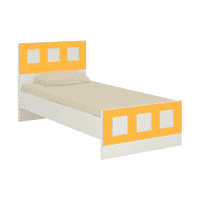 Cordoba Engineered Wood Bed in Ivory Mango Yellow Colour