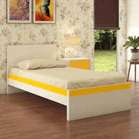 Riga Engineered Wood Bed in Mango Yellow Colour