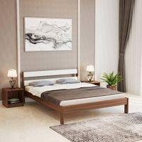 Roverb Engineered Wood Queen Size Non Storage Bed In Walnut & White Finish