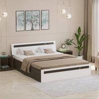 Pollo Engineered Wood Non Storage Bed In Wenge & White Finish