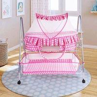 Clio Metal Baby Bassinet with Mosquito Protection Net - Pink