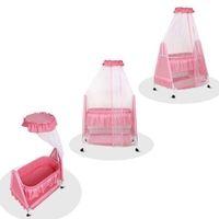 Polkamania Metal Baby Cradle with Mosquito Protection Net - Pink