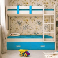 Adonica Engineered Wood Drawer Storage Bunk Bed with Right Ladder Azure Blue