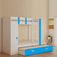 Evita Trundle Engineered Wood Box Storage Bunk Bed Azure Blue