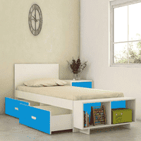 Minerva Engineered Wood Drawer Storage Bed in Blue Colour