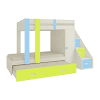 Luxuria Engineered Wood Box & Drawer Storage Bunk Bed Sky Blue Lime Yellow