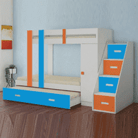 Luxuria Engineered Wood Box & Drawer Storage Bunk Bed Light Orange Azure Blue