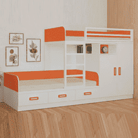 Eskada Engineered Wood Box & Drawer Storage Bunk Bed Orange